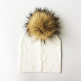BEABY - Bonnet avec Pompon pour Bébé Accessoires Enfant Blanc - Pompon Foncé - Parents Sereins