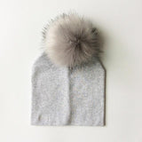 BEABY - Bonnet avec Pompon pour Bébé Accessoires Enfant Gris Clair - Pompon Gris - Parents Sereins