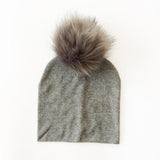 BEABY - Bonnet avec Pompon pour Bébé Accessoires Enfant Gris Foncé - Pompon Gris - Parents Sereins