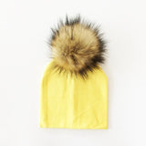 BEABY - Bonnet avec Pompon pour Bébé Accessoires Enfant Jaune - Pompon Foncé - Parents Sereins