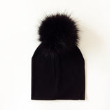 BEABY - Bonnet avec Pompon pour Bébé Accessoires Enfant Noir - Pompon Noir - Parents Sereins