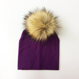 BEABY - Bonnet avec Pompon pour Bébé Accessoires Enfant Violet - Pompon Foncé - Parents Sereins