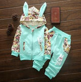 Ensemble 2 Pièces - Sweat à Capuche Lapin & Pantalon Ensemble - Vêtements Enfant Bébé Bleu / 6M - Parents Sereins