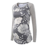 Tunique de Grossesse Tunique de Grossesse Floral (gris) - Raglan / S - Parents Sereins